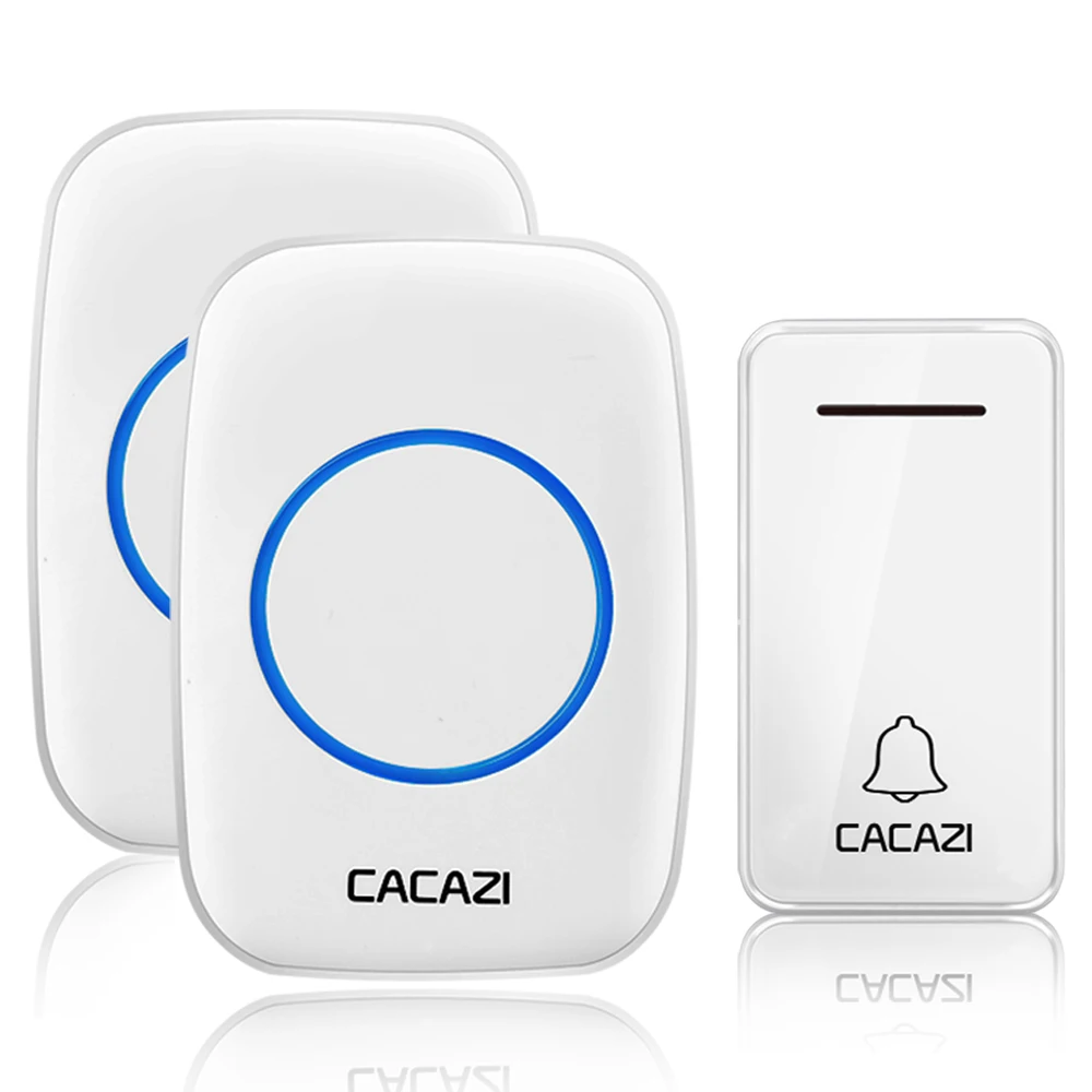 1 button 2 receiver CACAZI автономный беспроводной дверной звонок Водонепроницаемый без батареи США ЕС Великобритания AU штекер вызова дверной звонок 1 2 кнопки 1 2 приемника - Цвет: 1 button 2 receiver