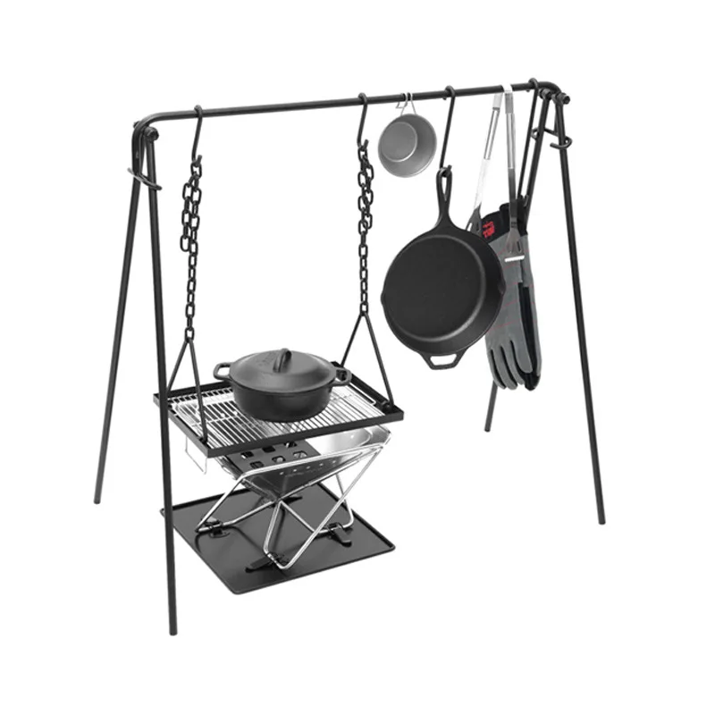 Online Outdoor Camping Hängen Rack Topf Stehen Verstellbare BBQ Grillen Stativ Lagerfeuer Topf Stehen Grillen Platte Für Camping Wandern
