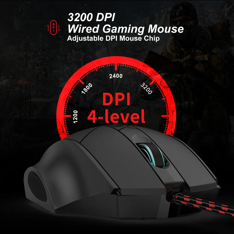 

USB Wired Gaming Mouse Ergonomic 3200DPI Adjustable 6 Buttons LED Optical Professional Computer Mice for PC Laptop Mouse Gamer