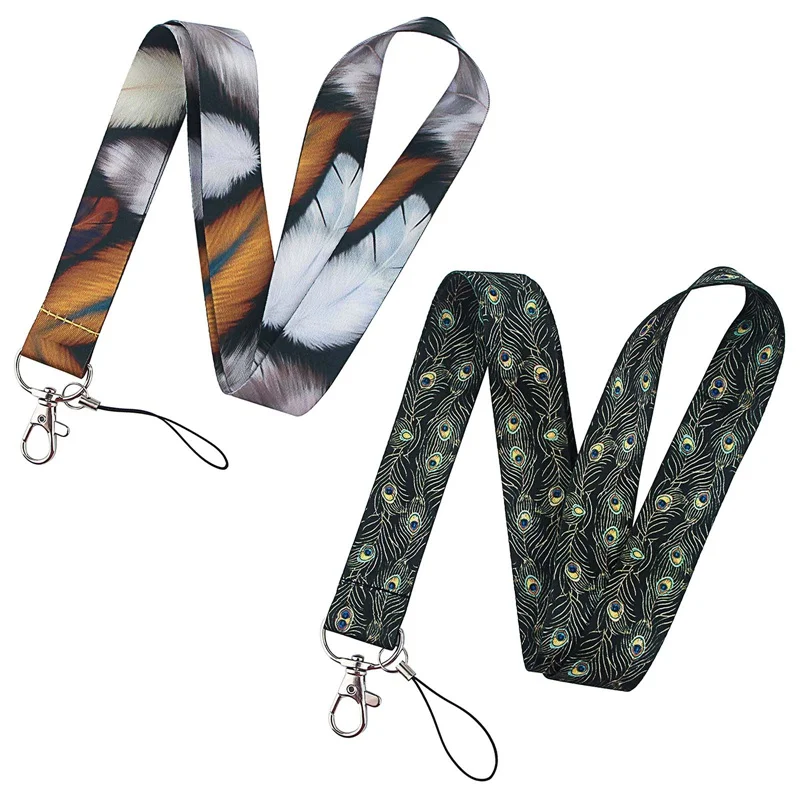 Цветной шнурок с перьями для ключей висячий сотового телефона USB держатель ID