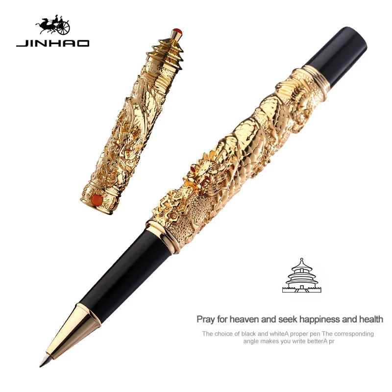 Ручка-роллер JINHAO, винтажная, с двойным колпачком, металлическая