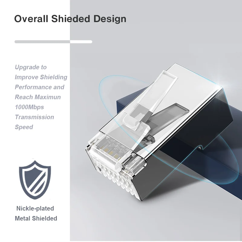 ZoeRax экранированный RJ45 проходят через Cat6 разъем 30u Позолоченные STP 3 зубец