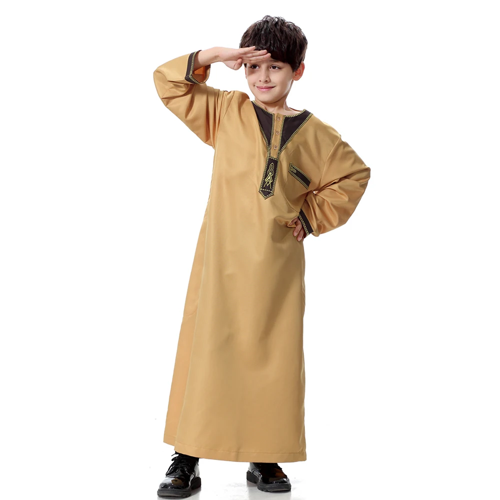 Hanyimidoo Muslim Abaya for Boys Jubba Thobe Middle East Long Robes Kaftan Arab Dubai Adult Long sleeve Islamic Clothing