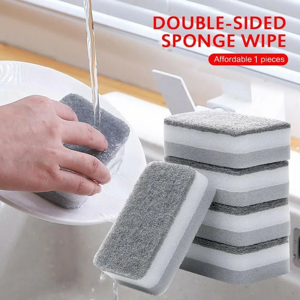 

Домашняя двухсторонняя Чистящая губка, 1 шт., чистящие губки, домашний инструмент для мытья посуды, губка для мытья посуды