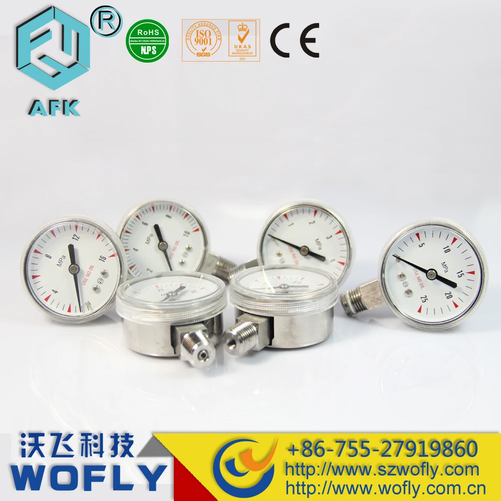 

1/4"NPT Stainless Steel Gas Pressure Gauge Bottom Connection