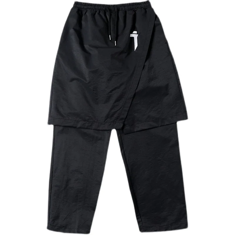 

Techwear Fake Two Pieces Hip Hop Black Cargo Pants Men Japanese Streetwear Oversized Sweatpants Casual Loose Autumn Trousers