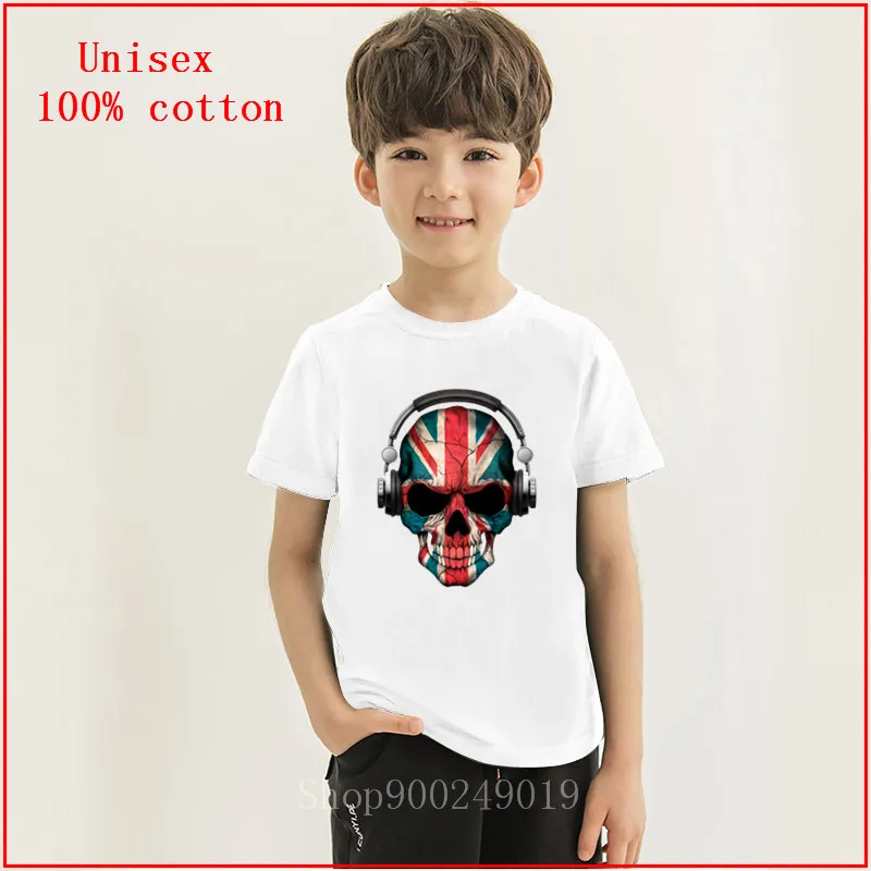 2020 темно-Череп Deejay с британским флагом футболка английский стиль хип-хоп DJ череп