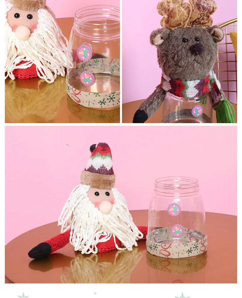 1 шт. пластиковая банка для конфет Рождественская тема маленькие подарочные