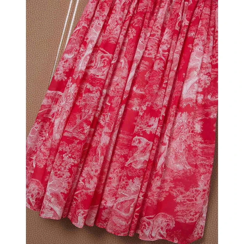 

2021 Designer Fashion 100% Cotton Flower Print Skirt Women 's High Waist Elegant Mini Skirt