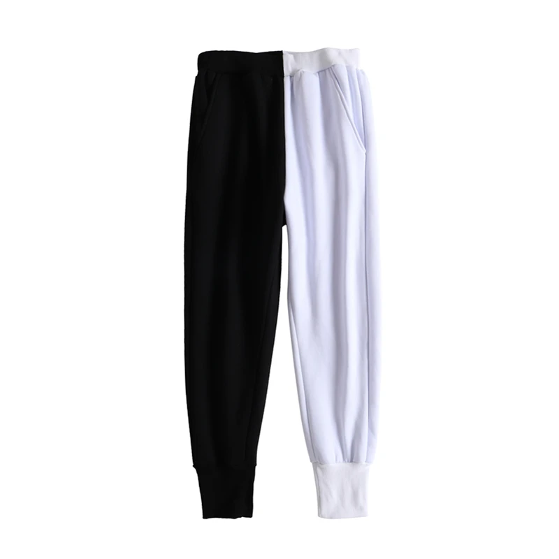 

Men spring autumn black white patchwork pants hip hop sweatpants mens plus size casual joggers