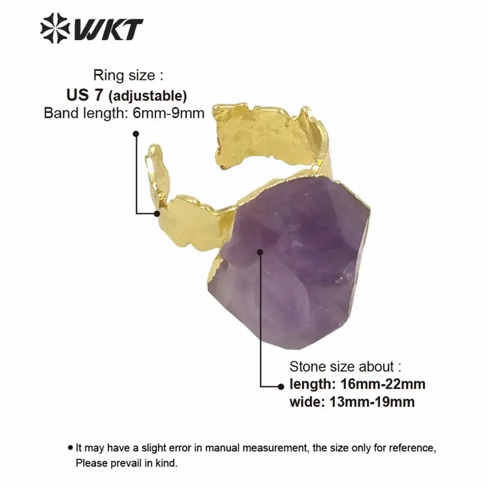 WT-R363 оптовая продажа женское кольцо с камнем нерегулярное А-метистом золотое