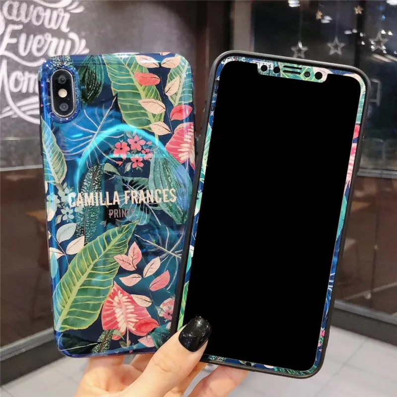 Мультяшное закаленное стекло + задняя крышка для iPhone 11 Pro Max 6plus Защита экрана XS XR 8 7