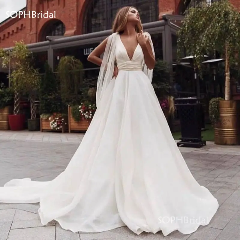 

Женское свадебное платье, белое ТРАПЕЦИЕВИДНОЕ платье С V-образным вырезом, размера плюс