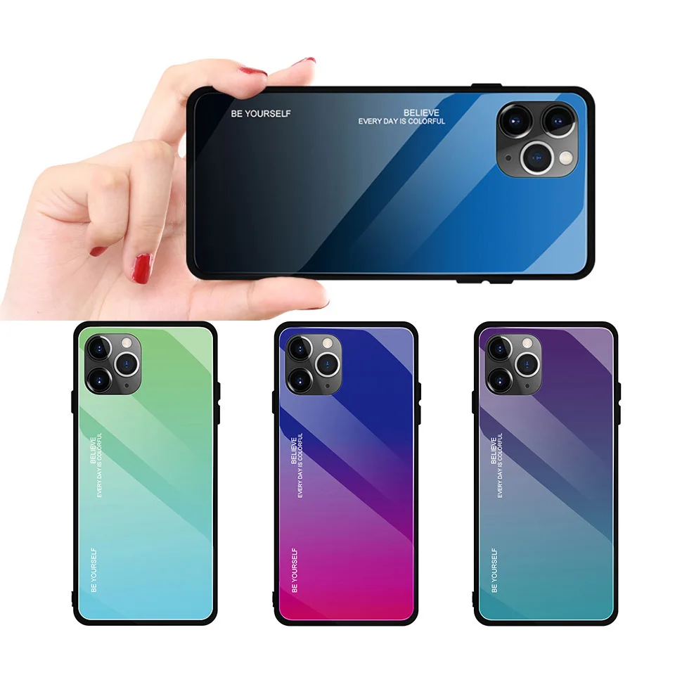 Чехол 9H из закаленного стекла для Apple iPhone11 iPhone 11 Pro Max Ультратонкий Роскошный чехол