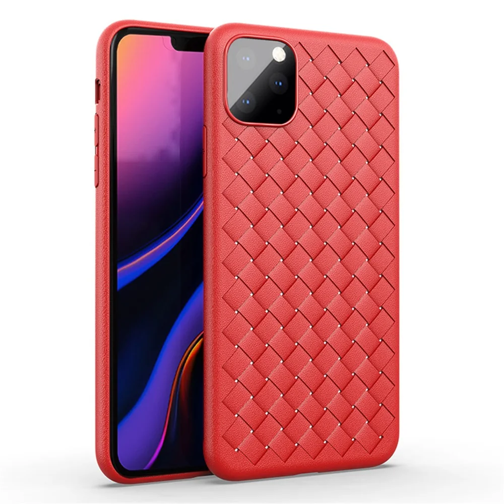 for iphone 11 case weave leather skin soft silicon black coque cover for iphone 1111 pro11 pro max free global shipping