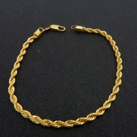 thin rope chain yellow gold filled unisex twisted bracelet link gift