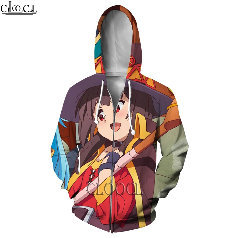 

HX Anime Girl Megumin Konosuba 3D Print Hoodies Men Women Fashion Harajuku Zipper Hoodies Hot Selling Casual Tops Drop Shipping