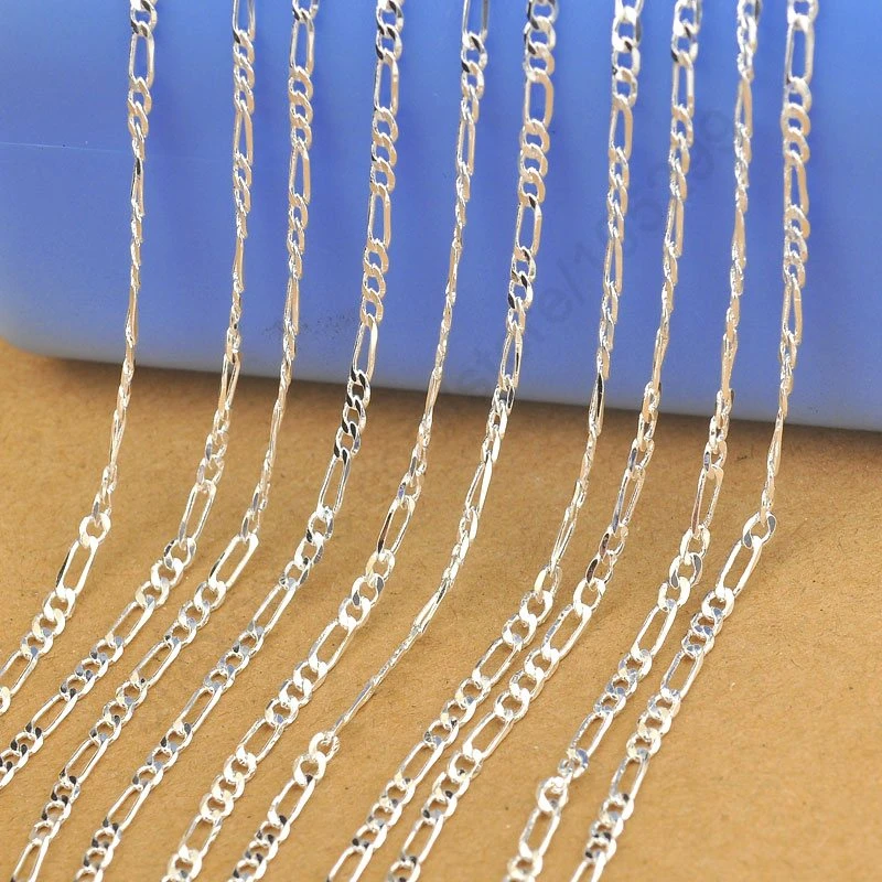

Fashion Women Silver Color Men's Chains Necklace 4mm Flat Three One Link Chain High Quality Women Hip Hop Necklace