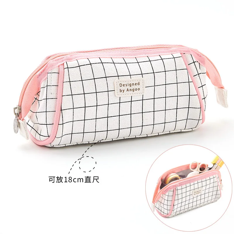 Розовый сетчатый чехол для макияжа милые Канцтовары пенал держатель ручек