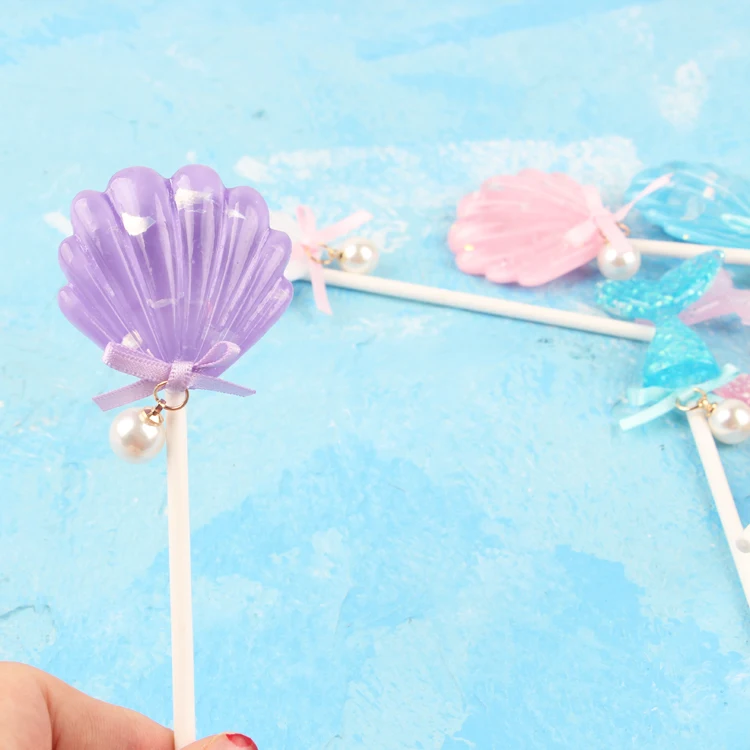 purple 1pcs Cakelove Ins Корона русалка украшения лазер синий рыбий хвост торт Топпер для дня детей Товары для вечеринки, дня рожденья десерт милый - Цвет: purple 1pcs