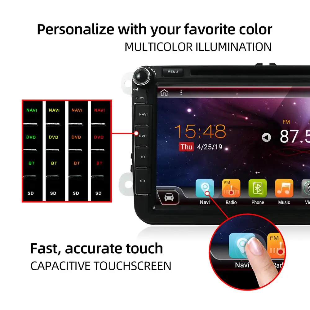 Андроид 10 8 &quot2 din автомобильный DVD GPS 3G/4G радио стерео проигрыватель SWC для Volkswagen VW