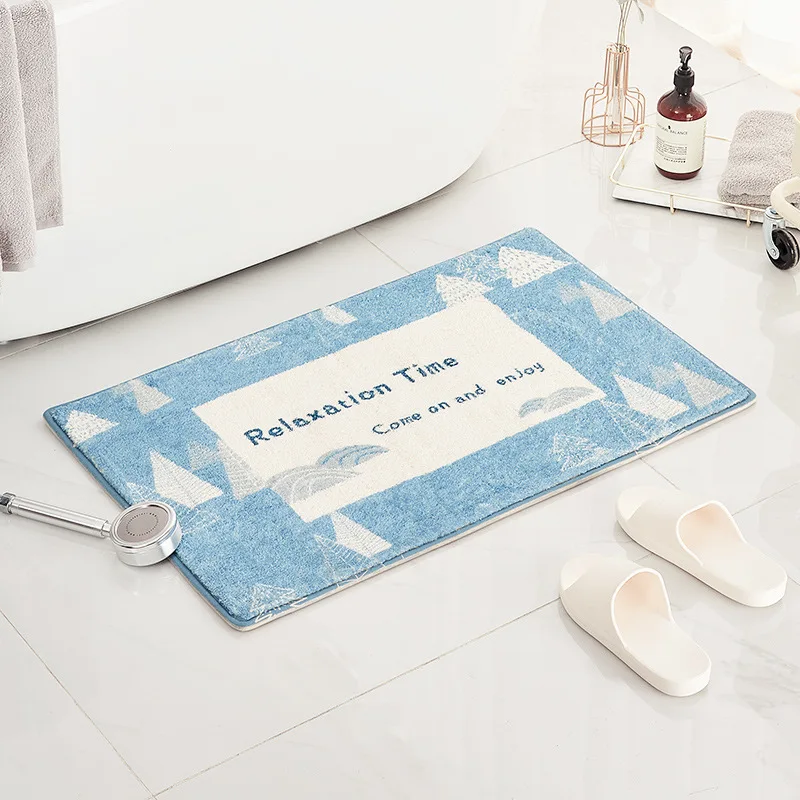 

Microfiber Cartoon Absorbent Bath Mat Flocking Pattern Decoration Bathroom Rug Entrance Door Anti-slip Door Mat