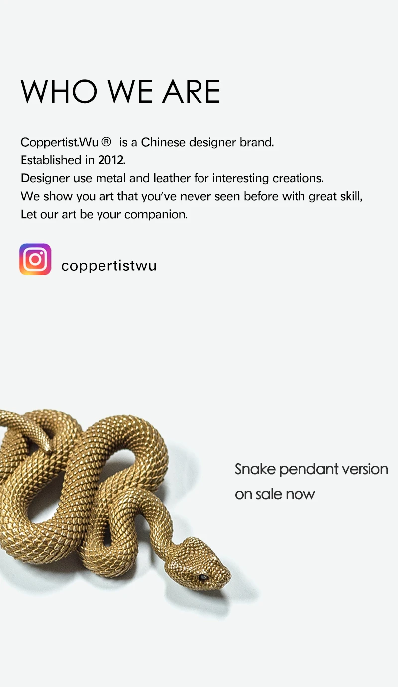 Coppertist. Wu змей бронзовый брелок латунный брелок для ключей ручной работы Золотой Модный Животное змея кольцо для ключей с сумочкой кулон панк-рок