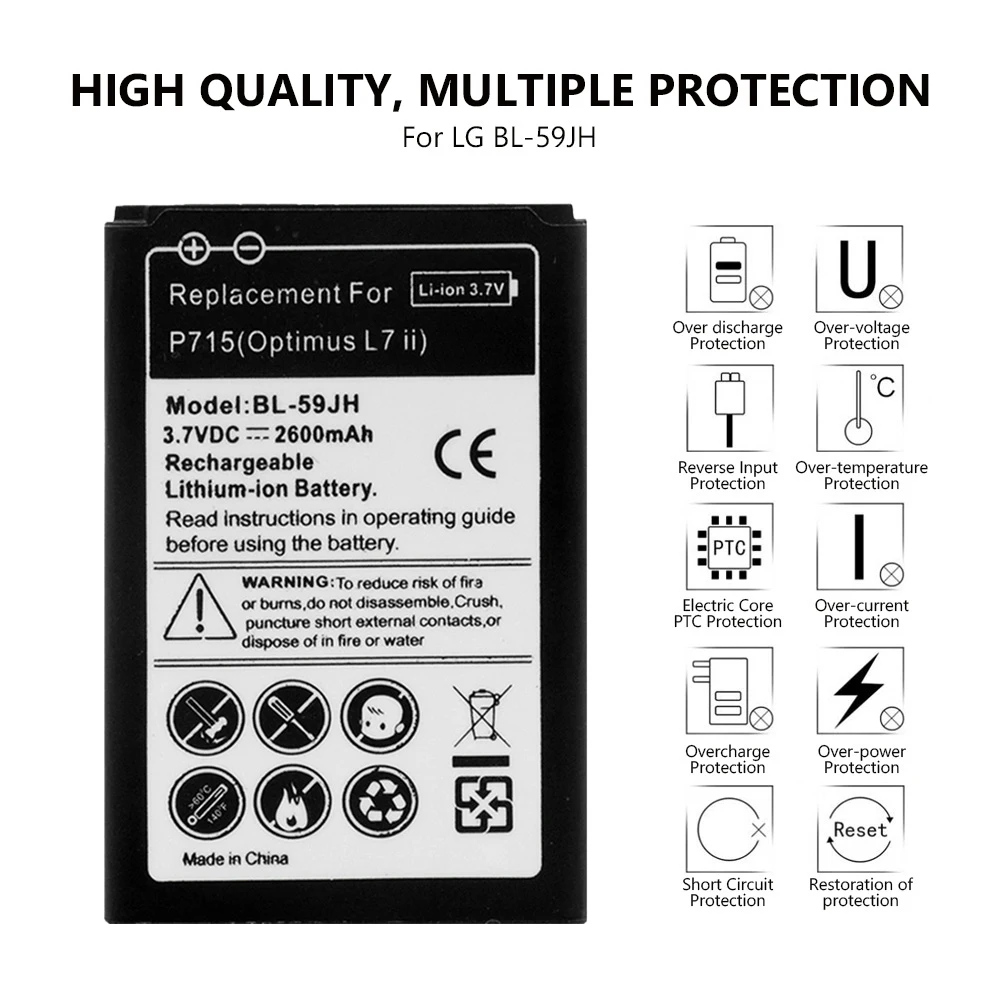 BL-59JH перезаряжаемая литиевая батарея для телефона BL 59JH LG Optimus L7 II Dual P715 F5 F3 VS870 Ludid2