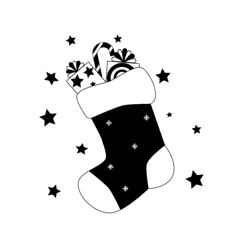 

Fashion Christmas Stockings Filled with Gift Decals Car Window Decoration Personalized Pvc Waterproof Decals Black/white,18*17cm