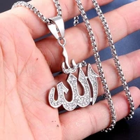 new islam muslim rune shape pendant necklace womens necklace fashion crystal inlaid rune amulet accessories party jewelry