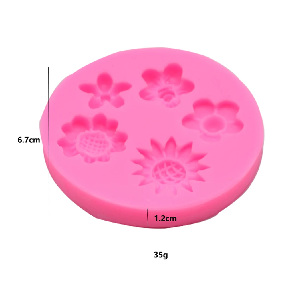 Силиконовая форма с пятью отверстиями и цветком от солнца для шоколадной мастики