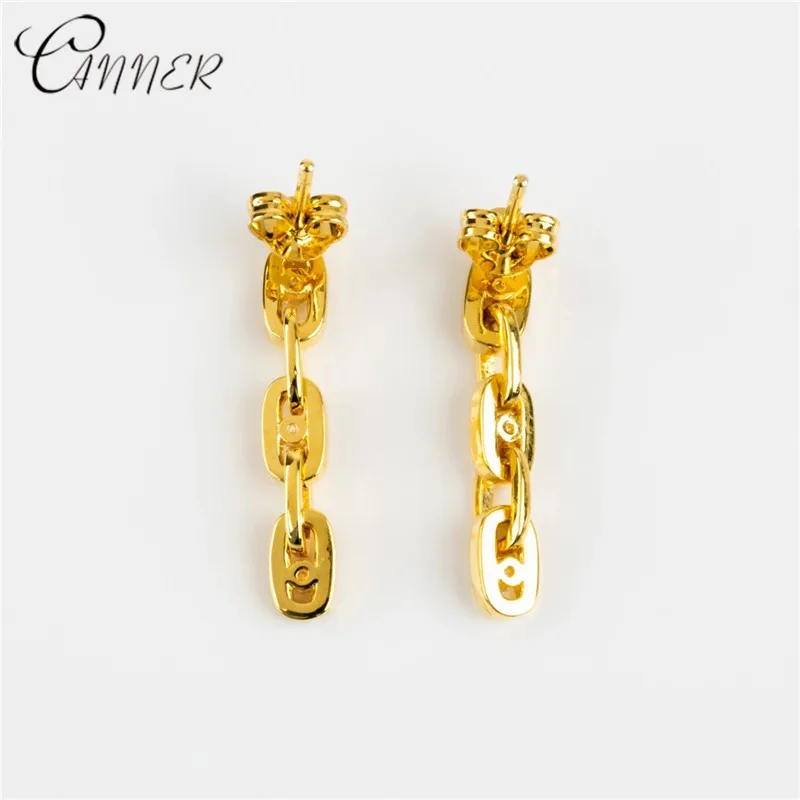Женские Висячие серьги CANNER модные длинные с цирконием и цепочкой в стиле панк из