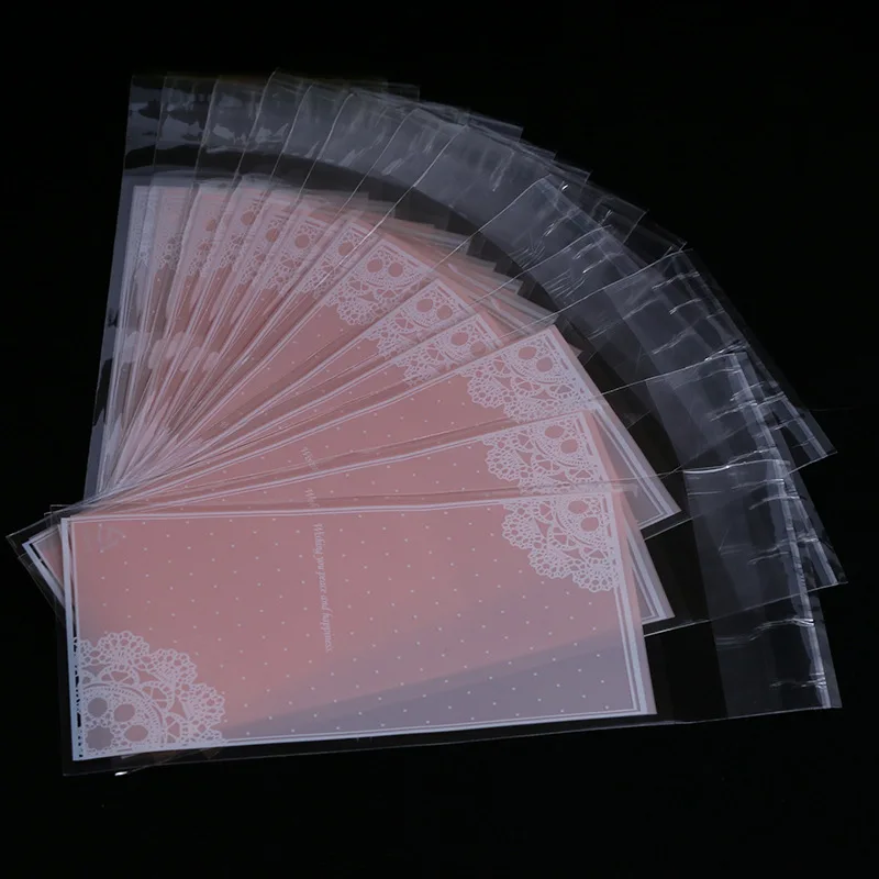 100 шт. Упаковочные пакеты с принтом кружевные розовые точки вечерние Подарочный