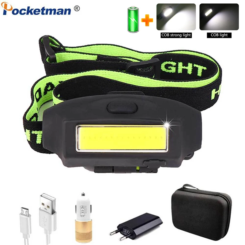 

80000Lumens Headlight USB Rechargeable Headlamp COB LED Head Light Hat Clip Head Lamp USB Head Light with Built-in Battery