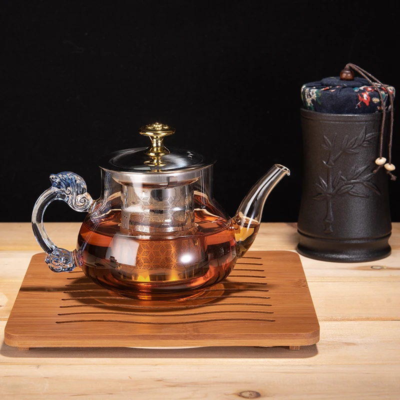 

460Ml Glass Teapot Heat Resistant Stainless Steel Tea Infuser Filter Flower Tea Kettle Kung Fu Tea Teaware Set Milk oolong Tea
