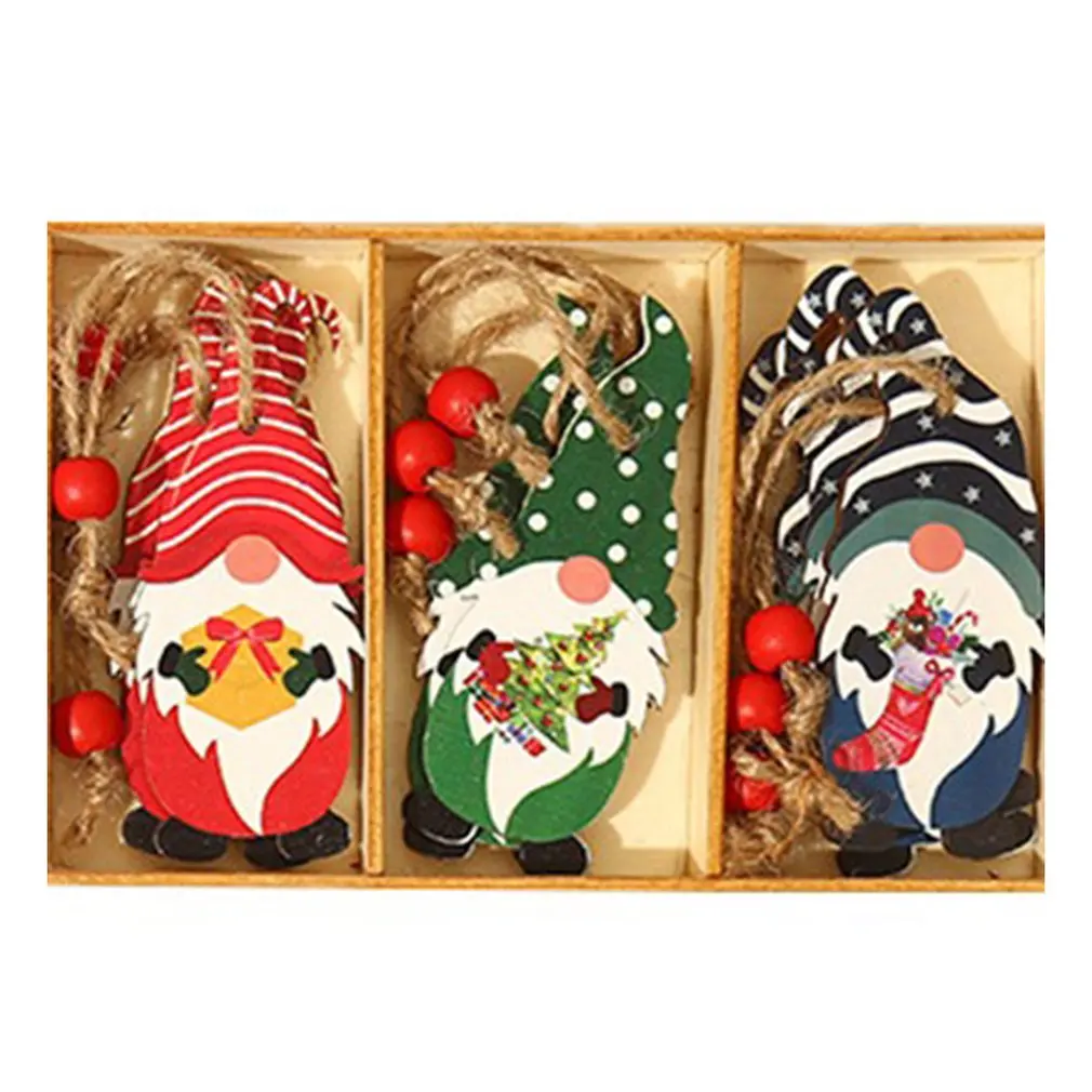 

Christmas Tree Pendants Painted Cute Forest Man Ornaments Wooden Pendants Christmas Supplies Home Decoration Props