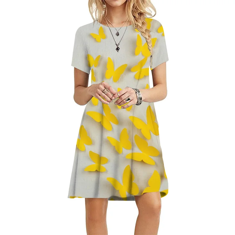 

Street Fashion Tie Dye Print Mini Dress for Womens Clothing 2021 Summer New Slim Short Sleeve Casual Plus Size Sundress Female
