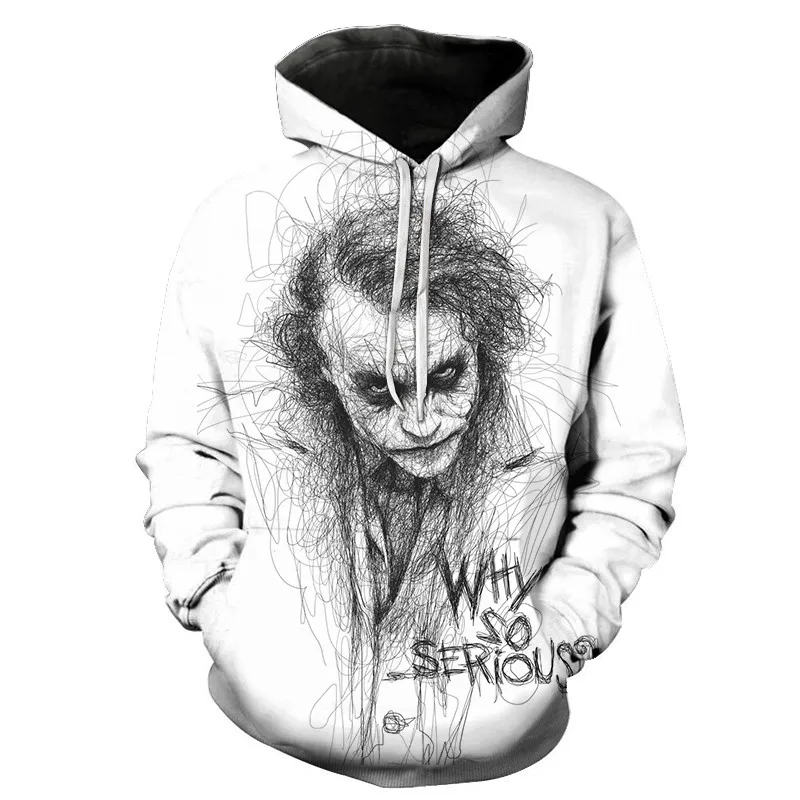 picture colour Joker Funny Hoodie Halloween Crazy Smile Pullover Long Sleeve Sweatshirt Fashion Stree Coats Cool Unisex Sportwear mens hoodies - Цвет: picture colour