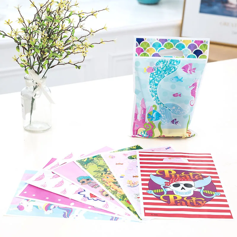 10 шт мультяшный пластиковый подарочный пакет для дня рождения украшения детей