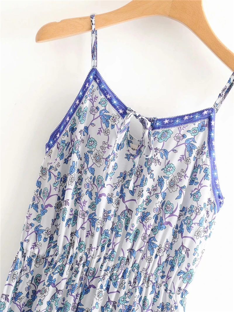 Винтажное шикарное женское синее пляжное богемное платье без рукавов с