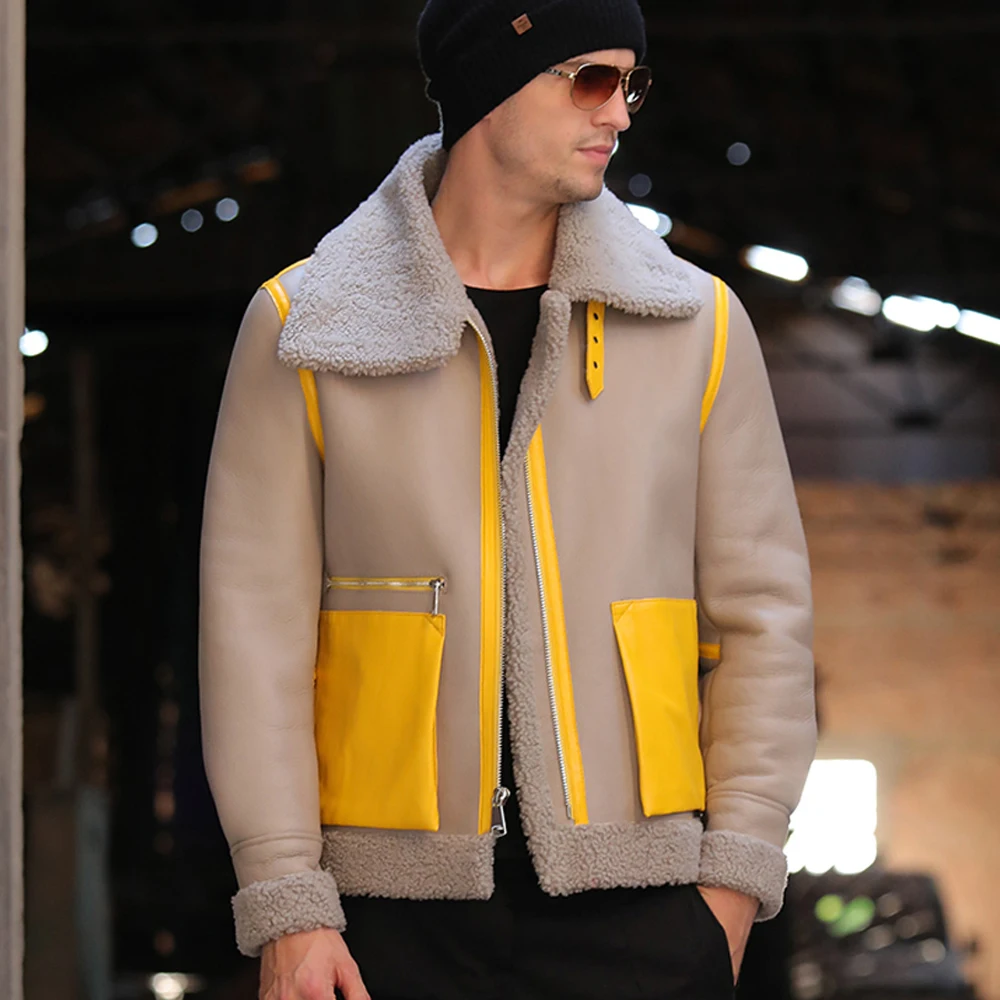 

Мужская теплая куртка из натуральной овечьей кожи, красная верхняя одежда для зимы