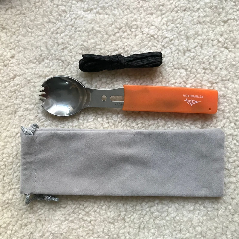 silver orange11 5 в 1 походная посуда(вилка/ложка/нож/открывалка для бутылок/веревка) походные карманные наборы из нержавеющей стали для походов, выживания, путешествий - Цвет: silver orange11