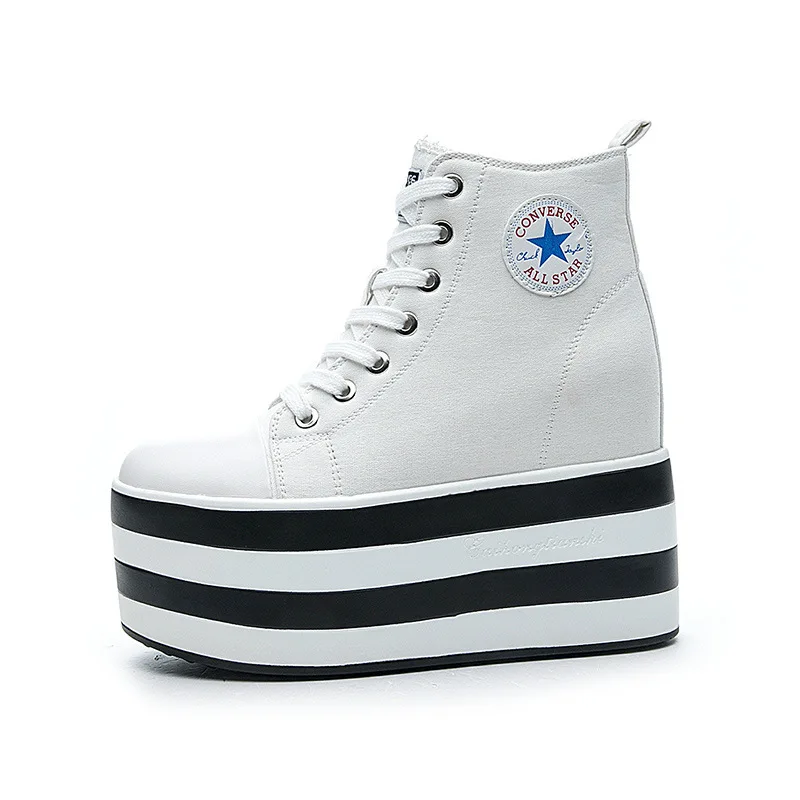 

Women Casual Shoes 2021 New Thick Soled High Top Canvas Shoes High Fashion Women Sports Shoes Vulcanized Shoes Women Shoes
