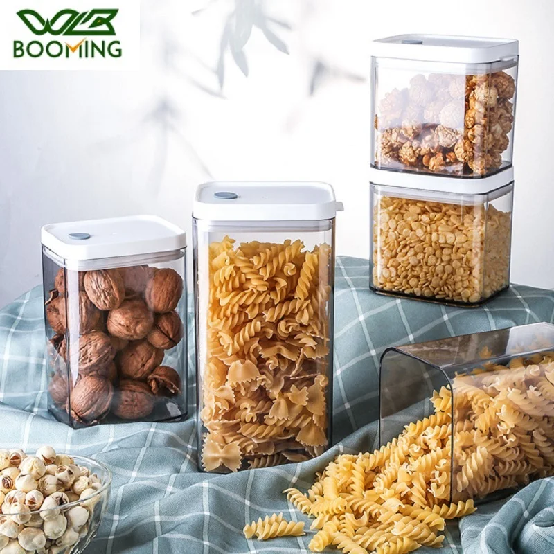 WBBOOMING пластиковый герметичный бак 3 разных емкости кухонный ящик для хранения