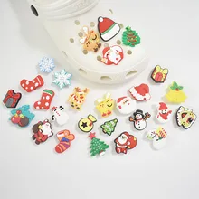 Single Sale 1pc Cute Cartoon Christmas Tree Snowman Shoe Charms Fit Croc JIBZ PVC Saint Claus Sandals Decoration Kids Xmas Gifts