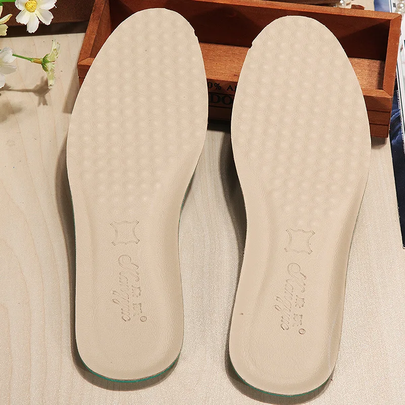 Стельки из натуральной кожи для мужчин и женщин, впитывающие дезодорирующие, амортизирующие, Коровья стелька, 1 пара