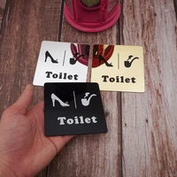 10cm toilet sign mirrored wc indication sign for men women shape high heels tobacco pipe 3d acrylic mirror wall stickers signage