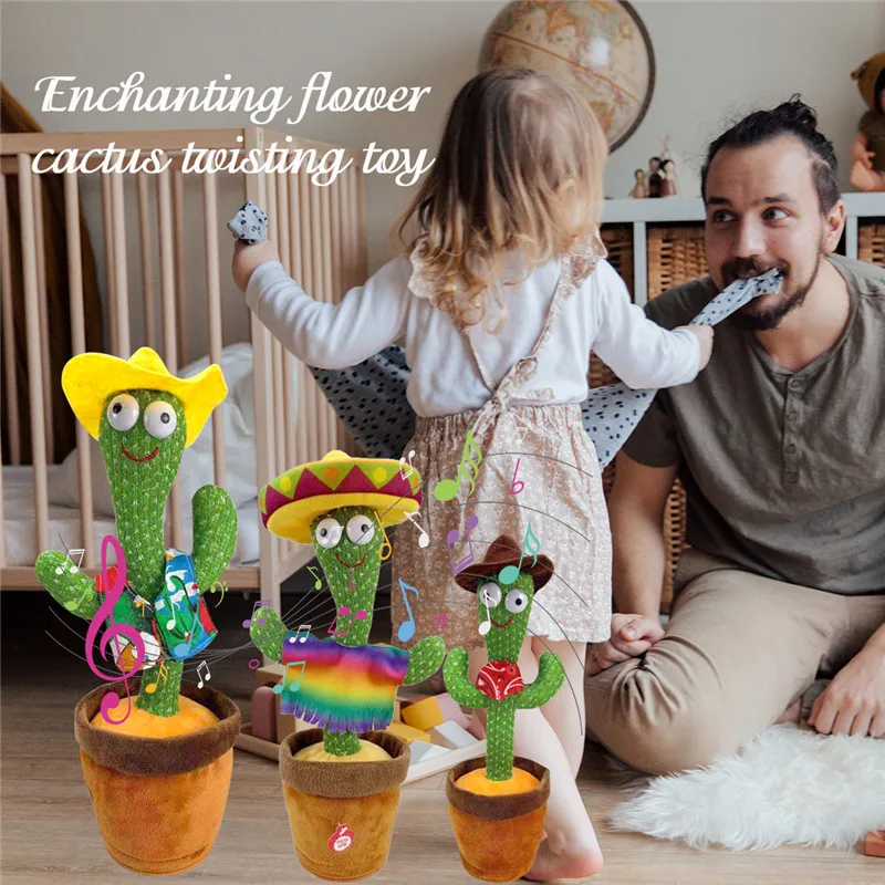 Танцы игрушка кактус электронный Shake танца с песню светильник динамик функцией
