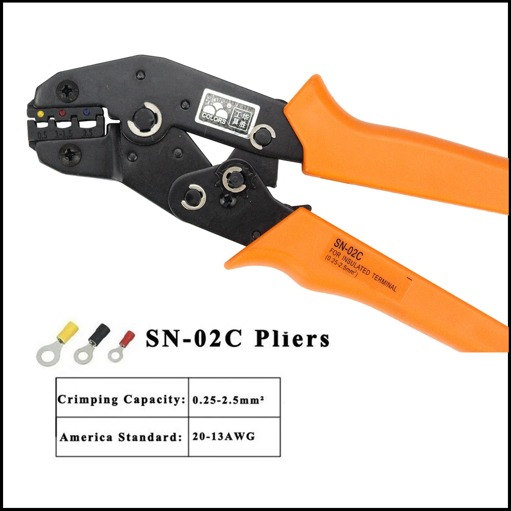 

190mm mini european style crimping pliers fasen tool Hand tools SN-02C Special 20-13AWG pipe clamp Tweezers insulated terminal