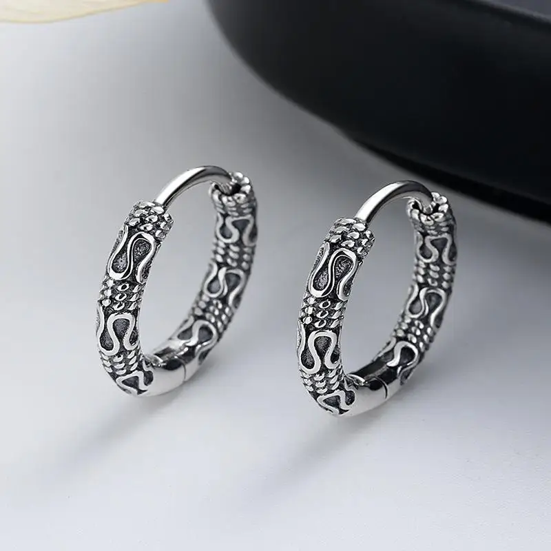 Small Ring Hoop Earrings for Men Women Fashion Vintage Filigree Earrings Silver Color Jewelry Beautiful Gifts